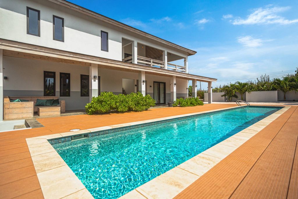 backyard with long pool