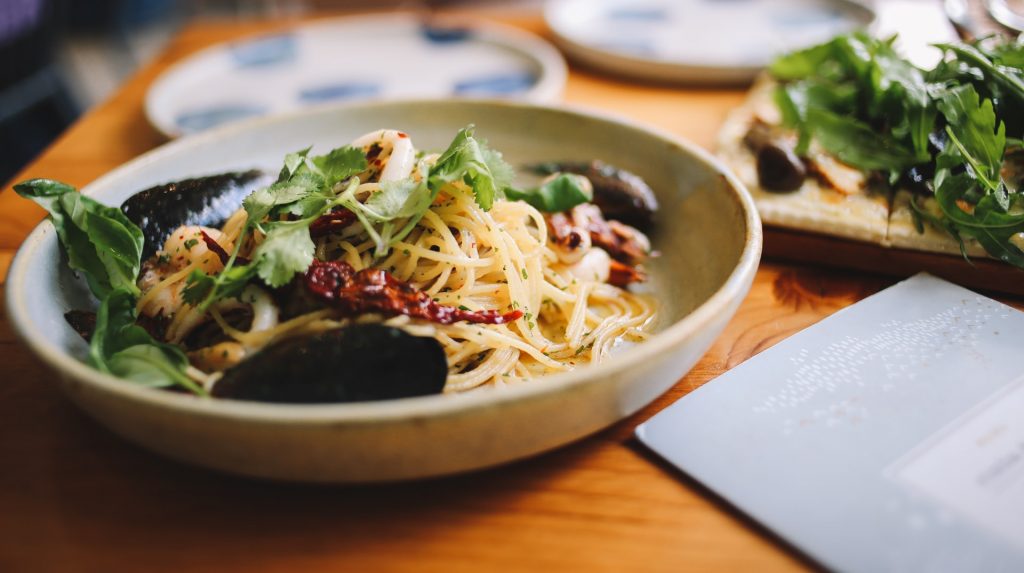 pasta dish with clams