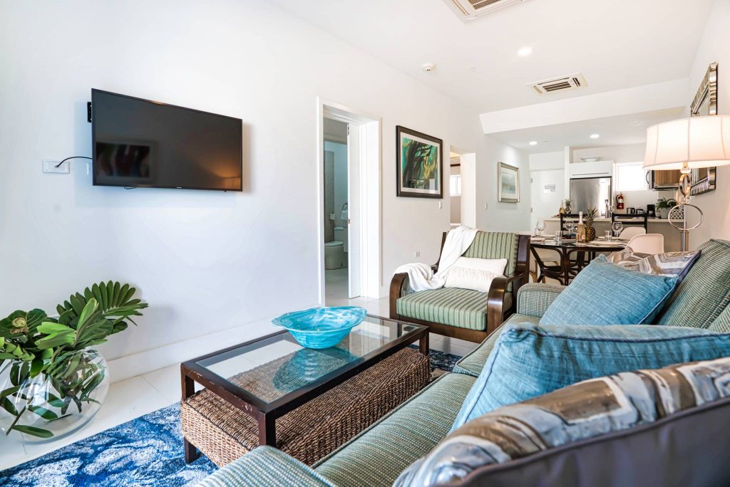 living area with kitchen view