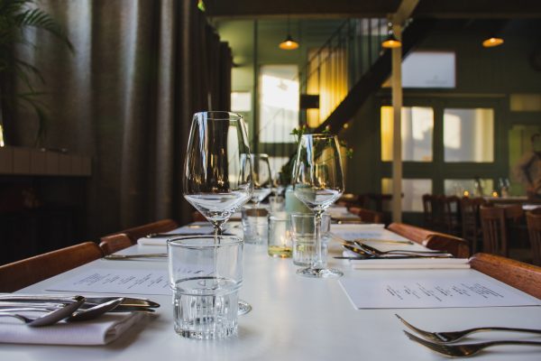 dining table with wine glasses