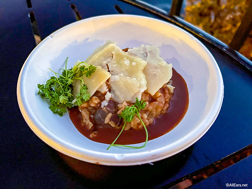 Disney World EPCOT Festival of the Arts Canada Gourmet Landscapes Wild Mushroom Risotto Aged Parmesan Truffle Shavings and Zinfandel Reduction 2