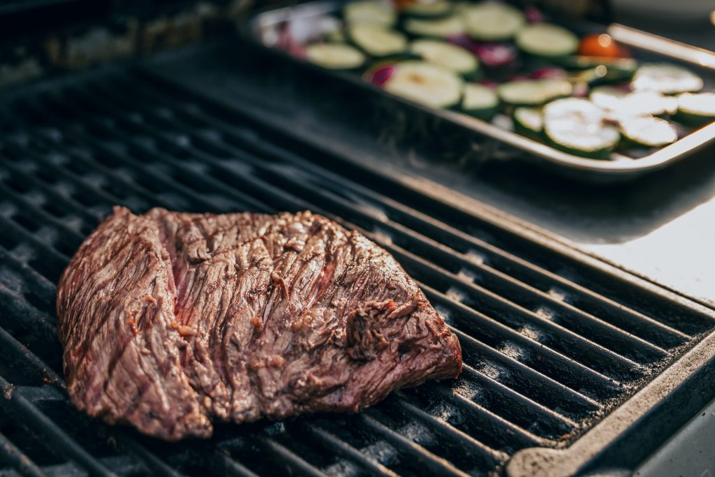 steak on grill