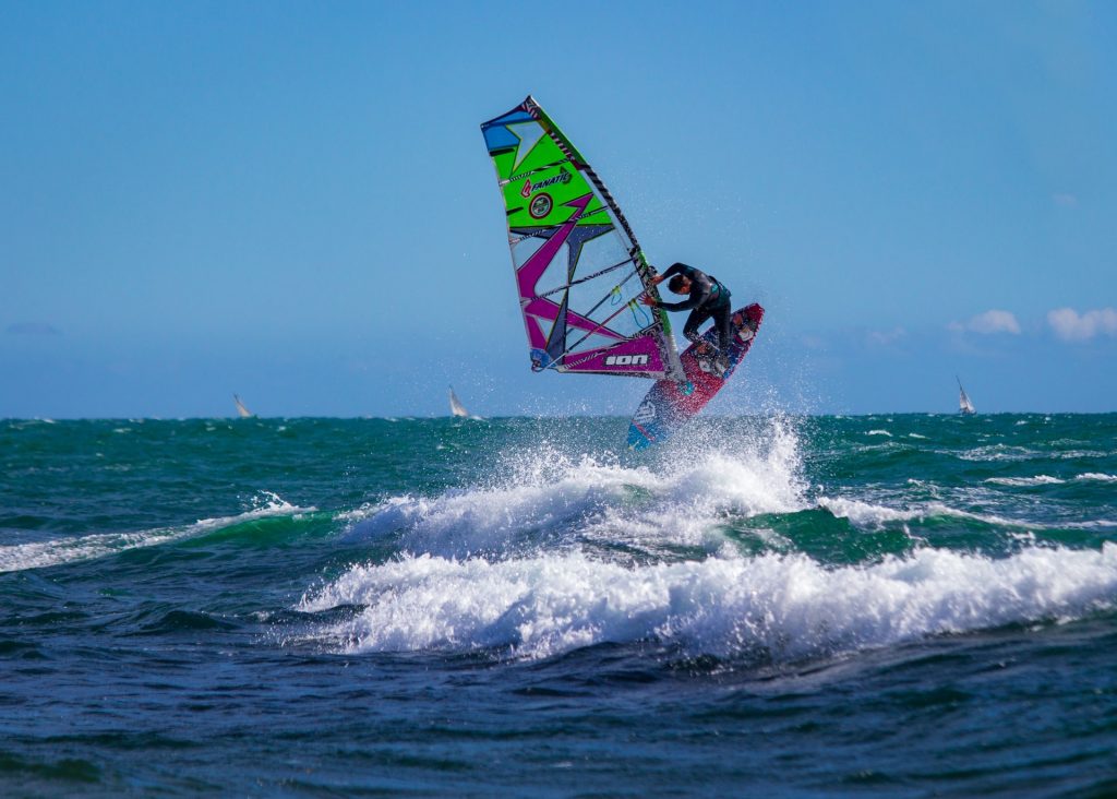 person windsurfing