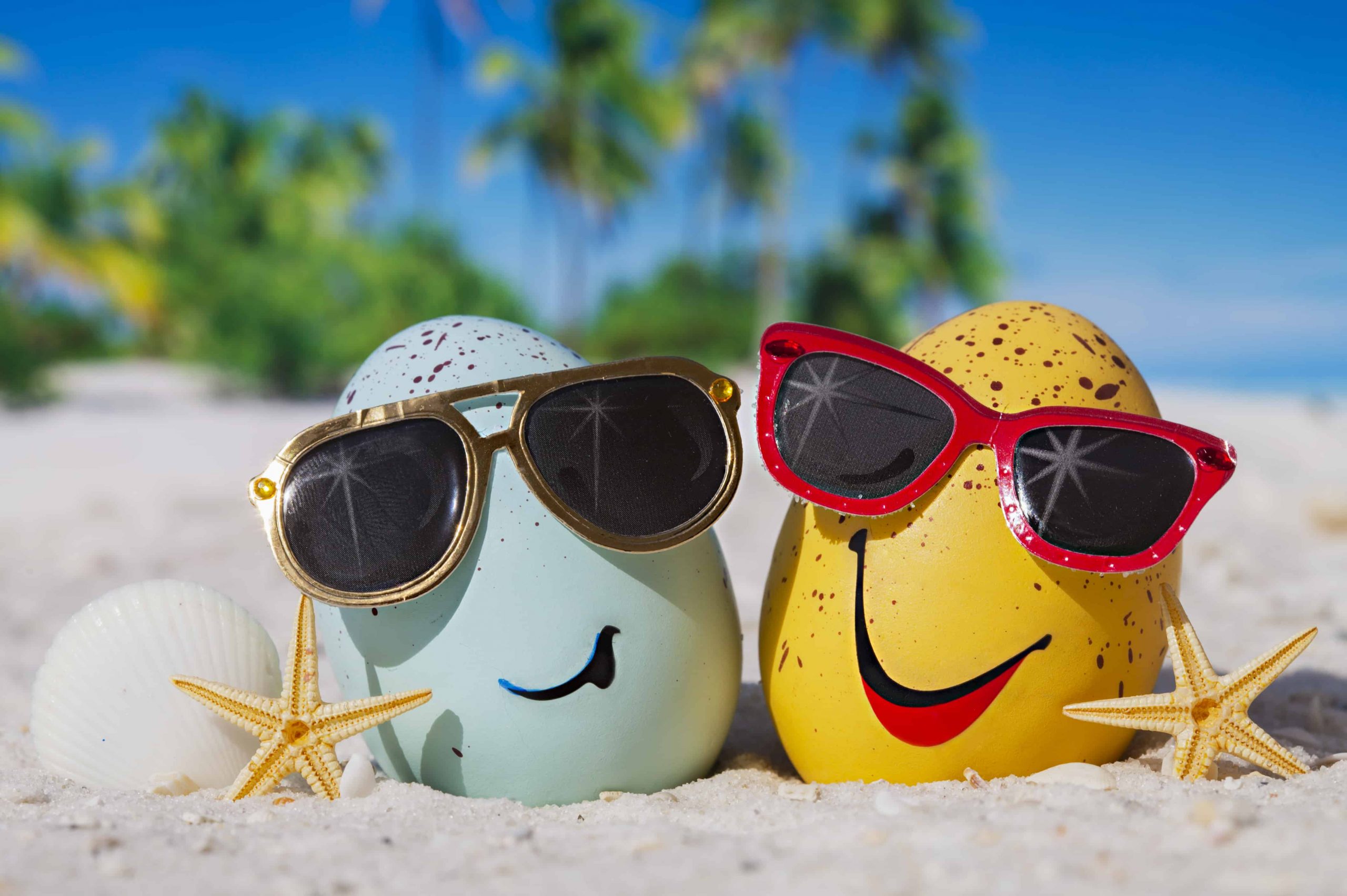 easter eggs sunglasses beach scaled
