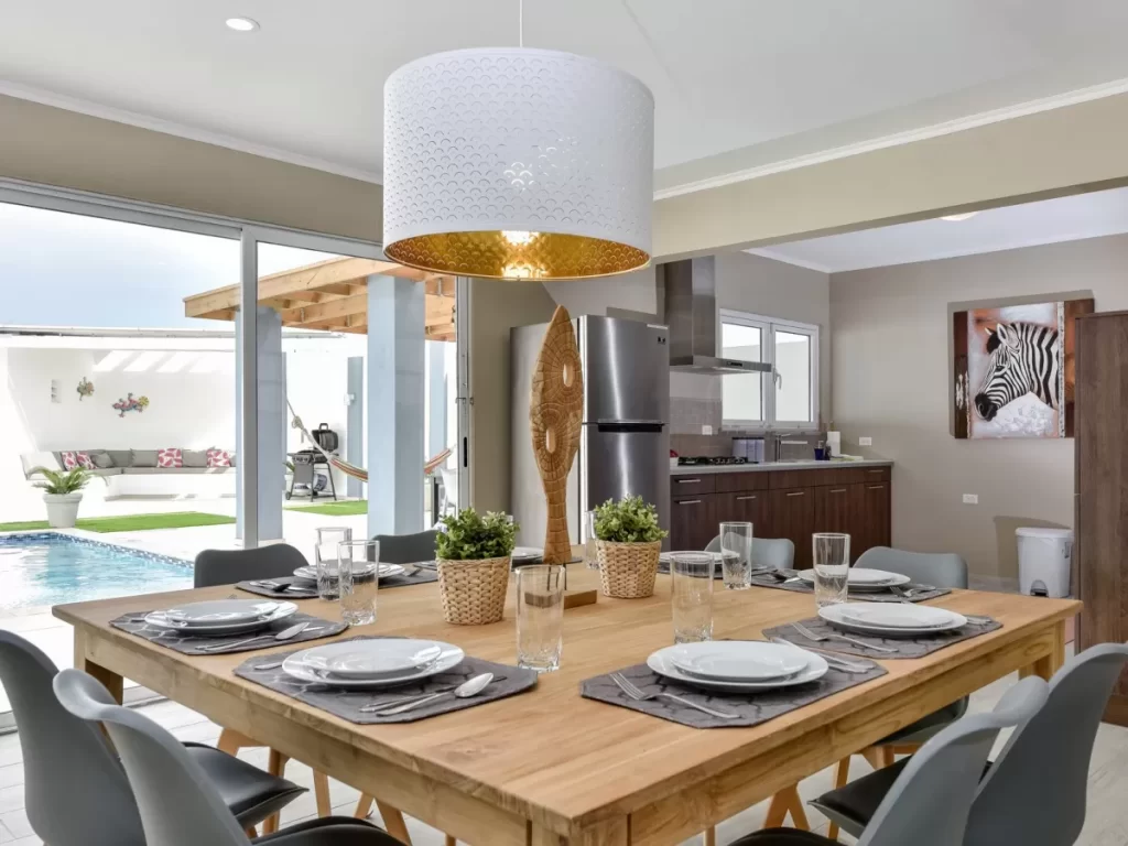 Dining Table With View Into Backyard