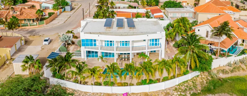 exterior of an aruba mansion rental