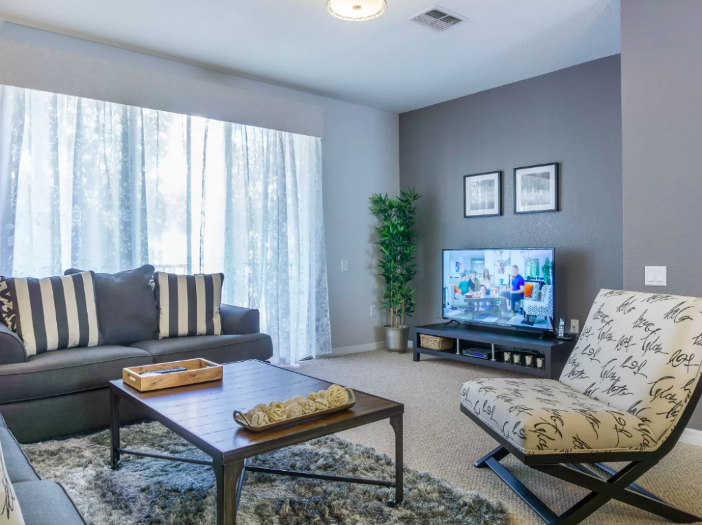 Living room in our Airbnb Orlando FL