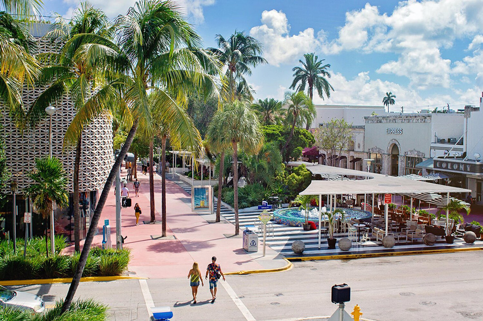 Lincoln Road Shopping Mall Em Miami Beach Foto de Stock Editorial