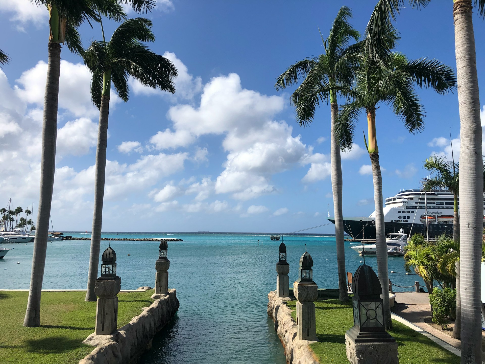 Dock with palm trees