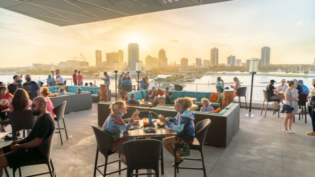 Best Rooftop Bars in St. Pete & Clearwater: sip, savor, and soak in the views 1 st pete pier teaki restaurant rooftop lifestyle